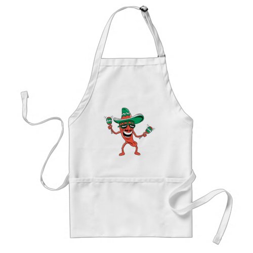 Party Pepper in Sombrero with Maracas Adult Apron