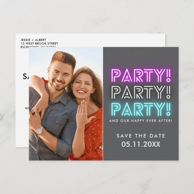 Party Photo QR Code Wedding Save the Date Announcement Postcard (Front/Back)