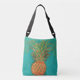 Party Pineapple-Abstract Pineapple on Bright  Crossbody Bag