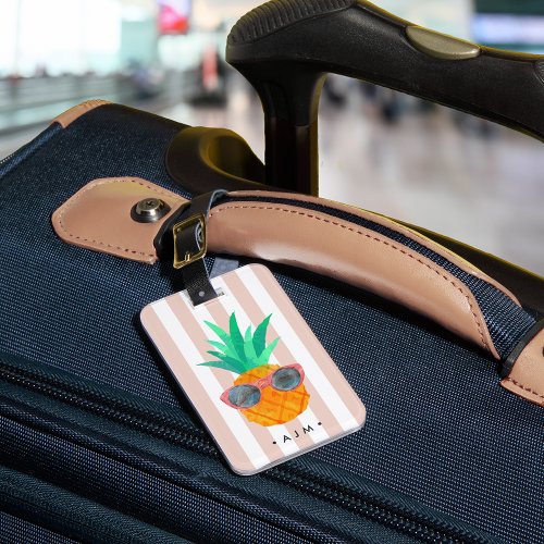 Party Pineapple Monogram Luggage Tag
