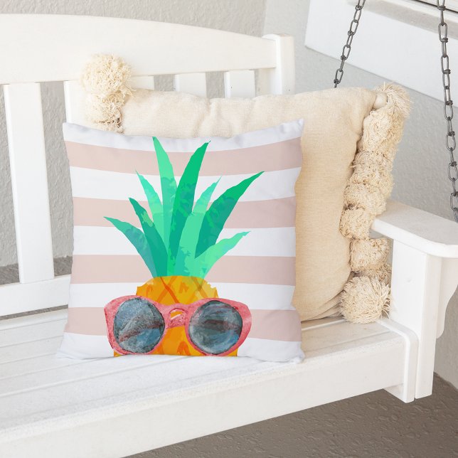 Party Pineapple Outdoor Throw Pillow (Creator Uploaded)