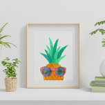 Party Pineapple Poster<br><div class="desc">What says summer more than a bright,  tropical pineapple? Our cute summer-ready print features a watercolor pineapple illustration wearing a red pair of sunglasses.</div>