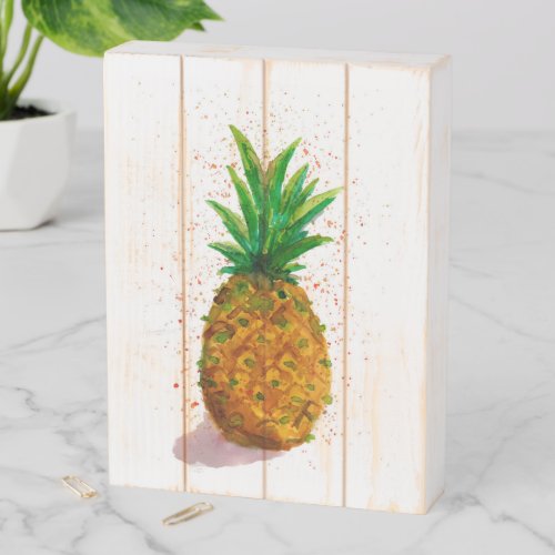 Party Pineapple Watercolor Wooden Box Sign