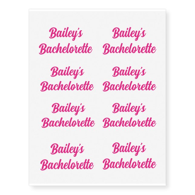 Party Pink Bachelorette Temporary Tattoos (Front)