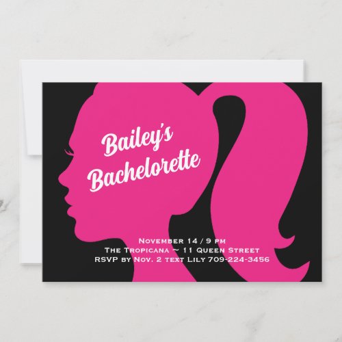 Party Pink  Black Bachelorette Invitation