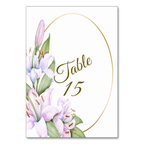 Party Pink Lily Flowers Golden Frame Beautiful  Table Number