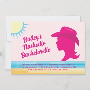 Party Pink Nashville Weekend Bachelorette Invitation by prettyfancyinvites at Zazzle