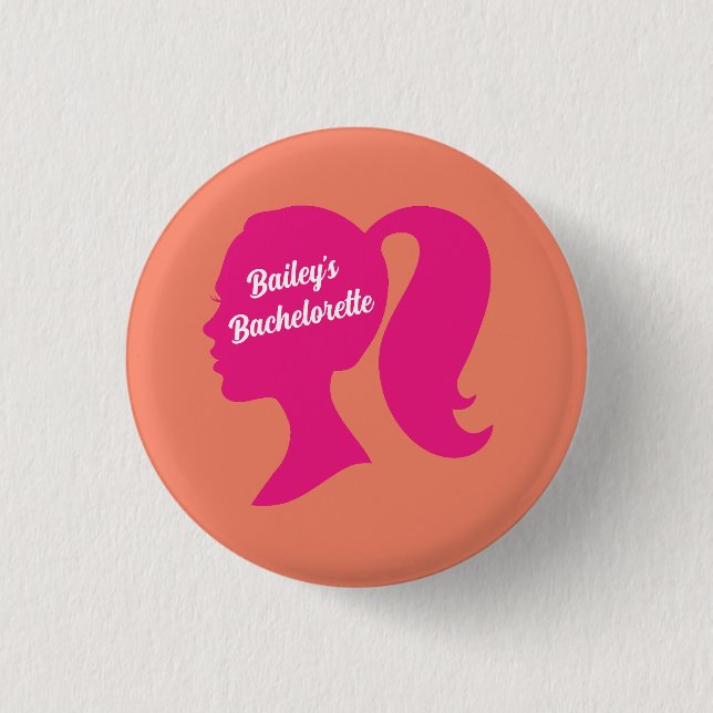 Party Pink & Orange Bachelorette Button (Front)