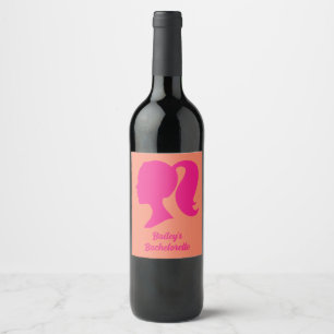 Party Pink & Orange Bachelorette Wine Label