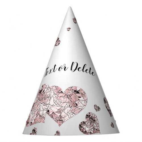 Party Pink Peach Shiny Hearts Geometric Elegant Party Hat