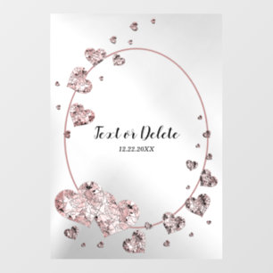 Party Pink Peach Shiny Hearts Geometric Elegant Wall Decal