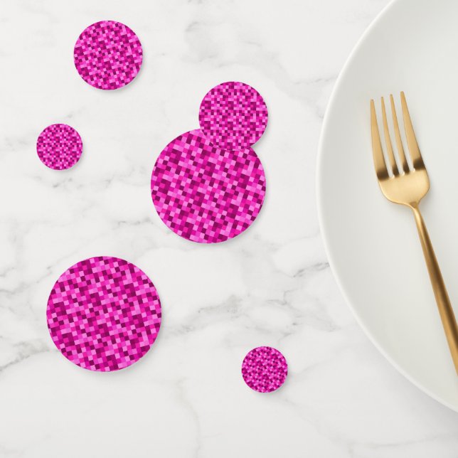 Party Pink Pixels Confetti, Pixelated Pattern Confetti (Group)