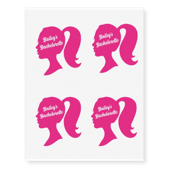 Party Pink Silhouette Bachelorette Temporary Tattoos (Front)