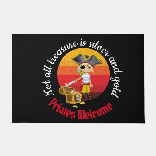 Party Pirate Boy Black Doormat