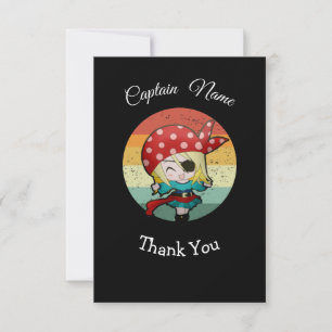 Party Pirate Girl Flat Thank You Card