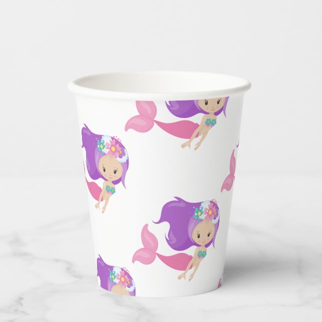 Party Pirate pink mermaids  Paper Cups (Front)