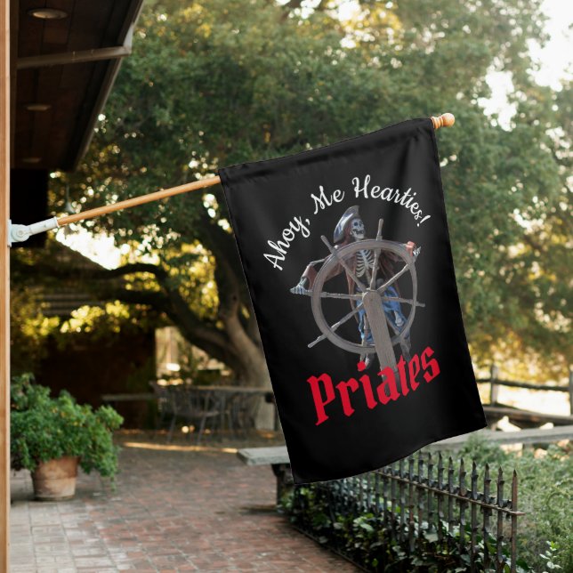 Party Pirates skeleton captain House Flag (In SItu)