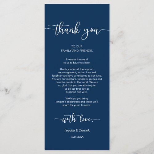 Party Place Setting Thank You Navy Blue Cards