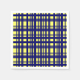 Party Plaid Yellow & Dark Blue Napkins