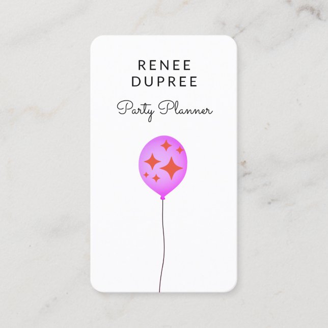 Party Planner Balloon Business Card (Front)