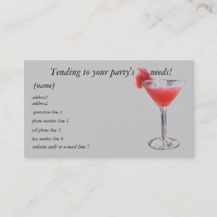 Party Planner Bartender business card