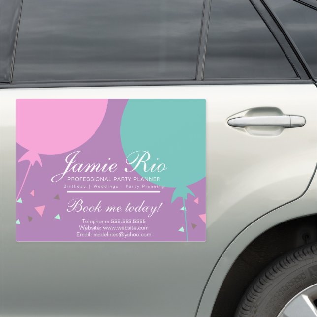 Party Planner Birthday Planning Balloon  Car Magnet (In Situ)
