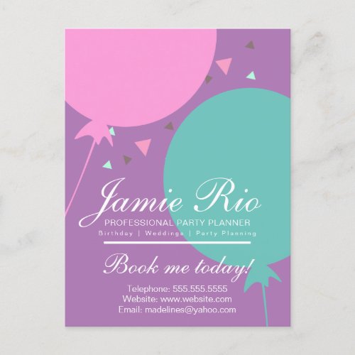 Party Planner Birthday Planning Balloon  Confetti  Postcard