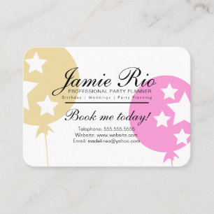 Party Planner Birthday Planning Balloon Stars Business Card