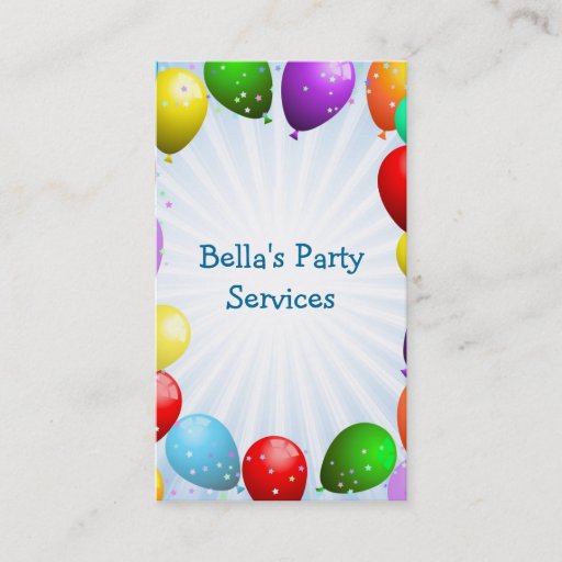 Customizable Party Planner Business Card