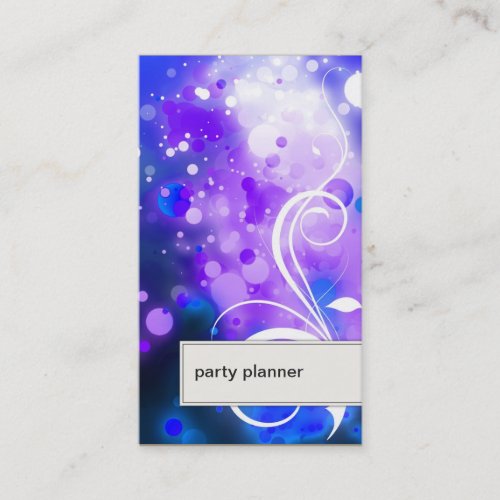 Party Planner Business Card Abstract Dots &amp; Swirl