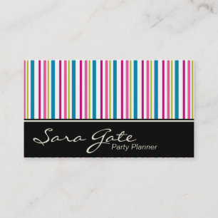 Party Planner Business Card - Colorful Stripes