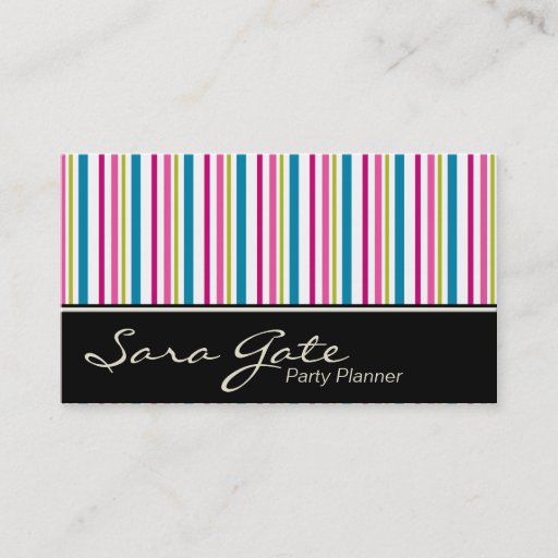 Customizable Party Planner Business Card - Colorful Stripes