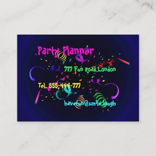 Customizable Party Planner Business Card Template