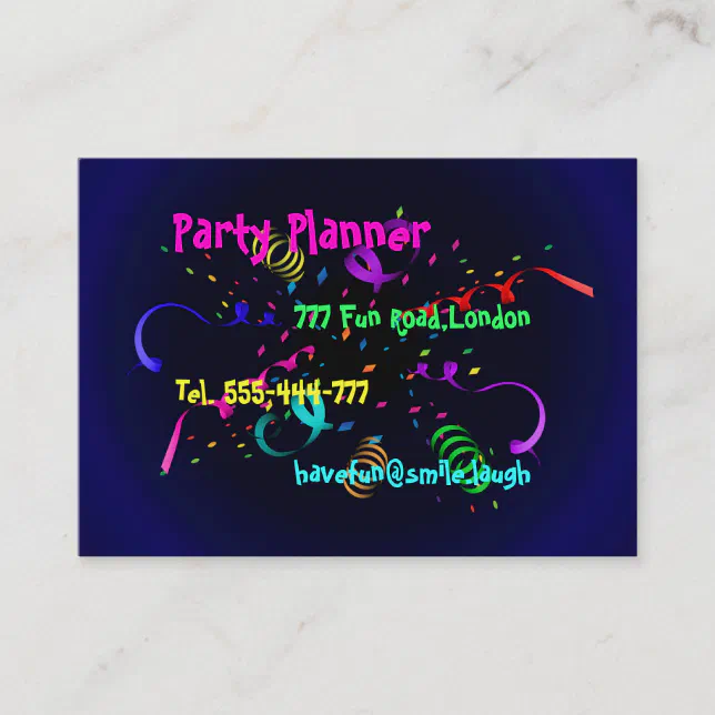 Party Planner Business Card Template Zazzle