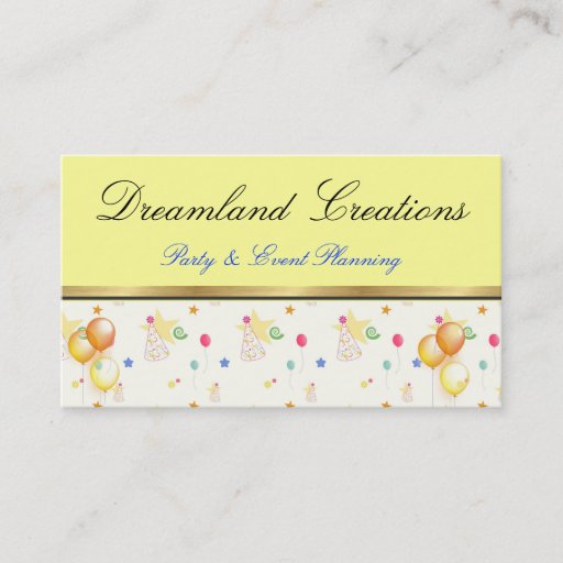 Customizable PARTY PLANNER BUSINESS CARDS
