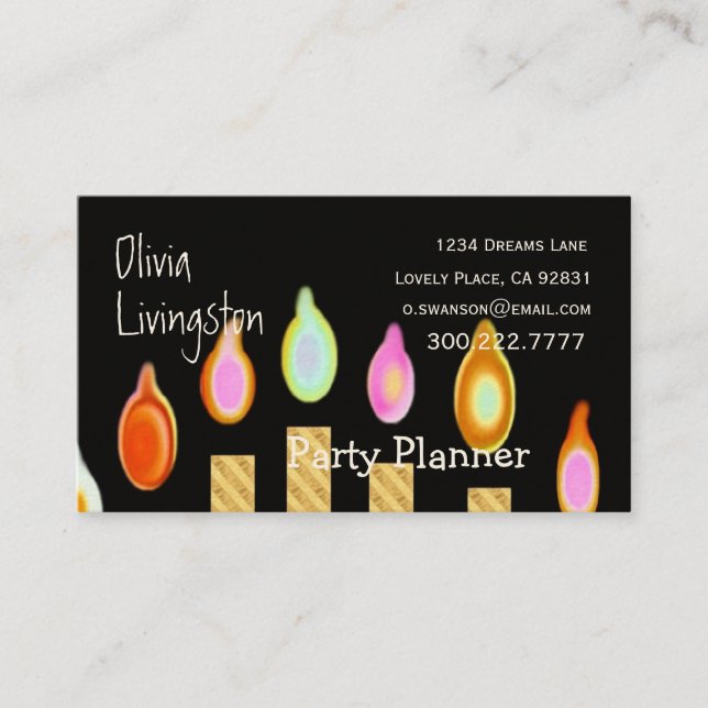 PARTY PLANNER Candles Business Card Template (Front)