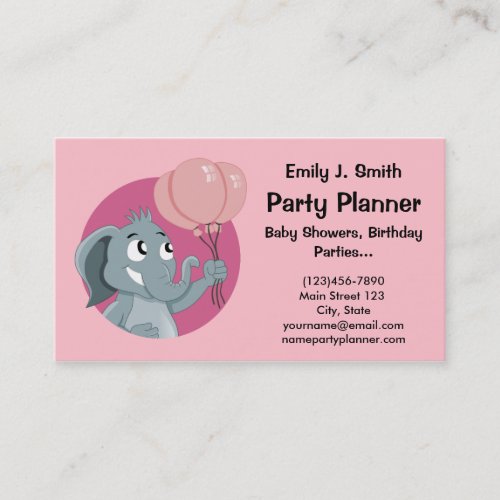 Party planner cartoon business card