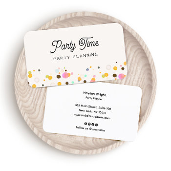 Party Planner Cute Confetti Business Card by sm_business_cards at Zazzle