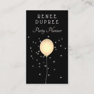 Party Planner Gold Balloon Business Card
