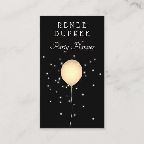 Party Planner Gold Balloon Business Card