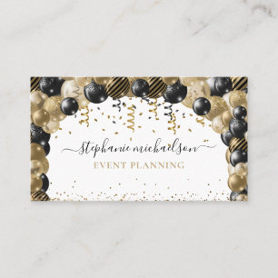 Party Planner Gold Glitter Balloon Business Card