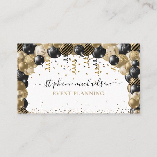 Party Planner Gold Glitter Balloon Business Card