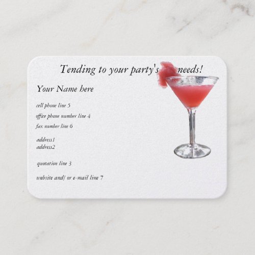Party Planner Pearlized White Business Card