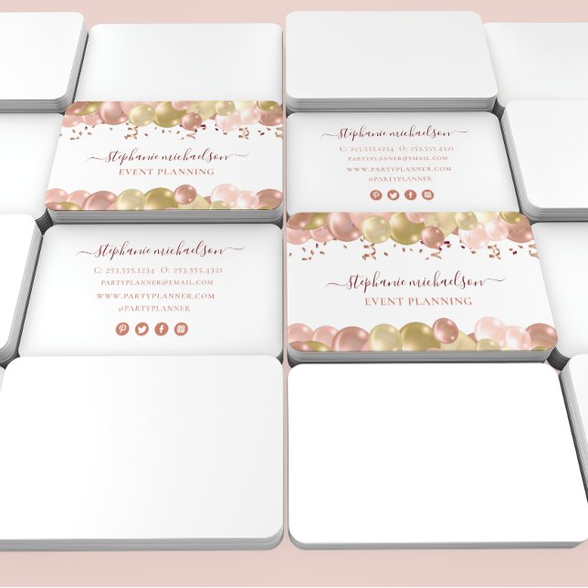 Party Planner Rose Gold Balloon Business Card (Party Planner Rose Gold Balloon Business Card)