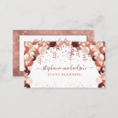 Party Planner Rose Gold Glitter Balloon Business Card (Front/Back)