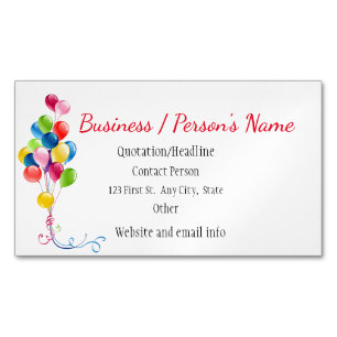 Party Planners Fun Colorful Balloons Custom Busine Business Card Magnet