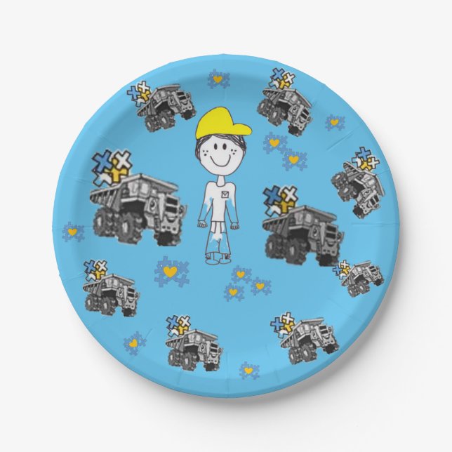 Party Plates+ Bowl-FIFO Son+Truck load hugs Paper Plates (Front)