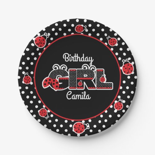 Party Plates Lady bug birthday Girl