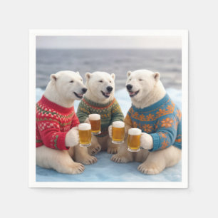 Party Polar Bears Wearing Christmas Ugly Sweaters Napkins
