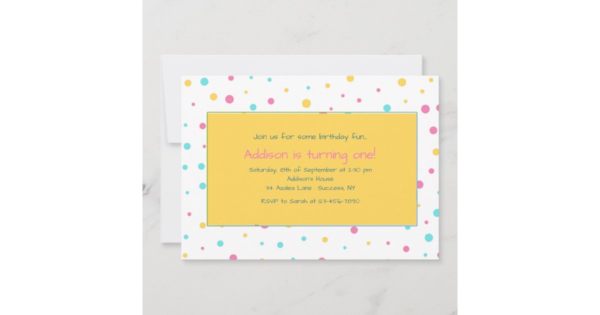 Party Polka Dot Invitation Zazzle 